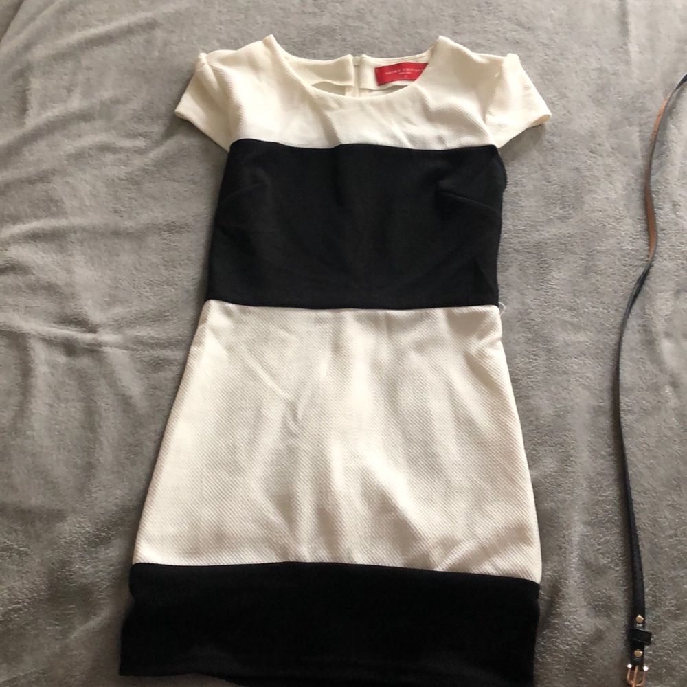Black and White color block mini dress